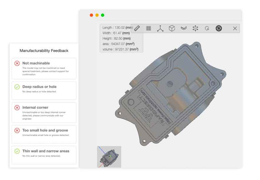 DFM Feedback China Medical CNC Machining Inc. Platform