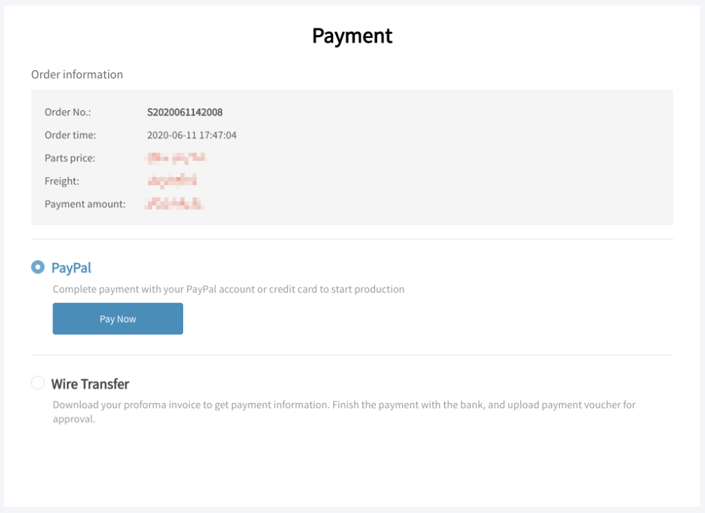 paypal payment option screenshot