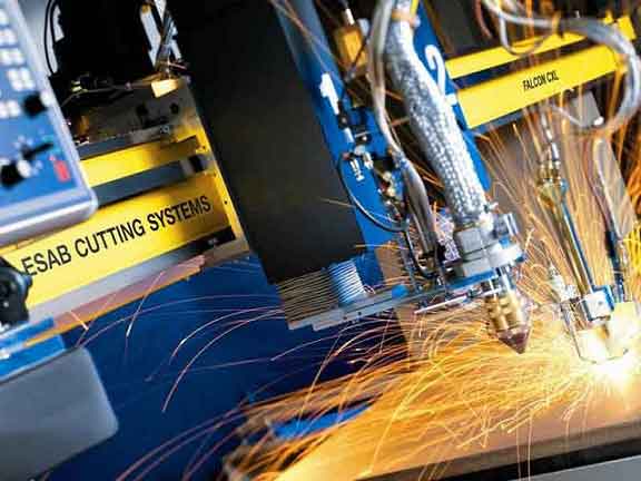 a plasma cutter at work