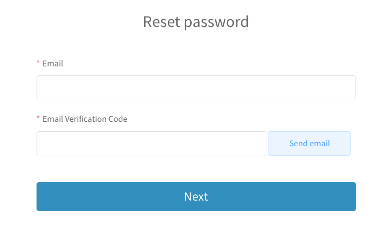 reset password - screenshot